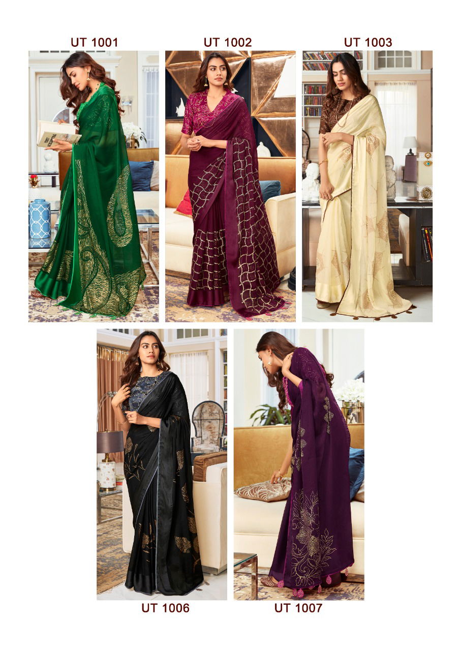 Sr Utsav Printed Chiffon Designer Fancy Party Wear Saree Collection